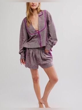 Free People Close To Home Flannel Pajamas Set